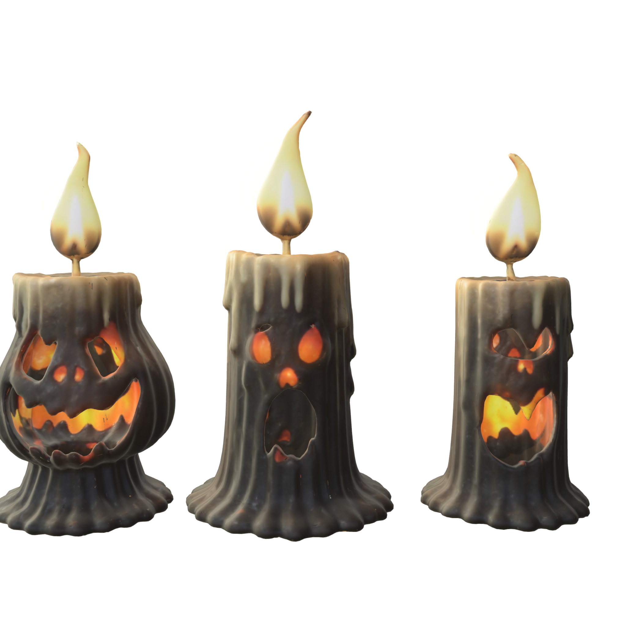 Haunted Halloween Candles Low-poly 3D model_2