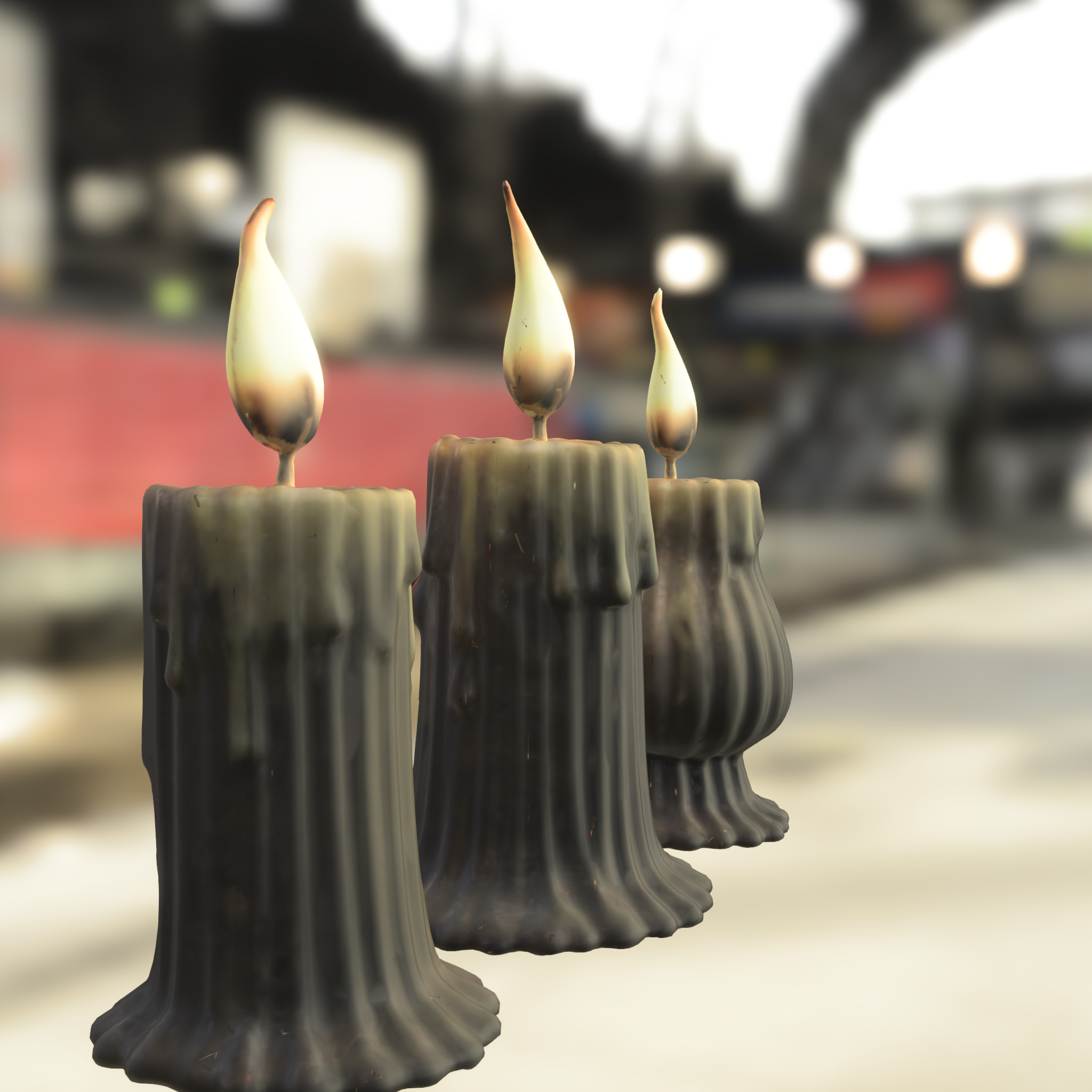 Haunted Halloween Candles Low-poly 3D model_4
