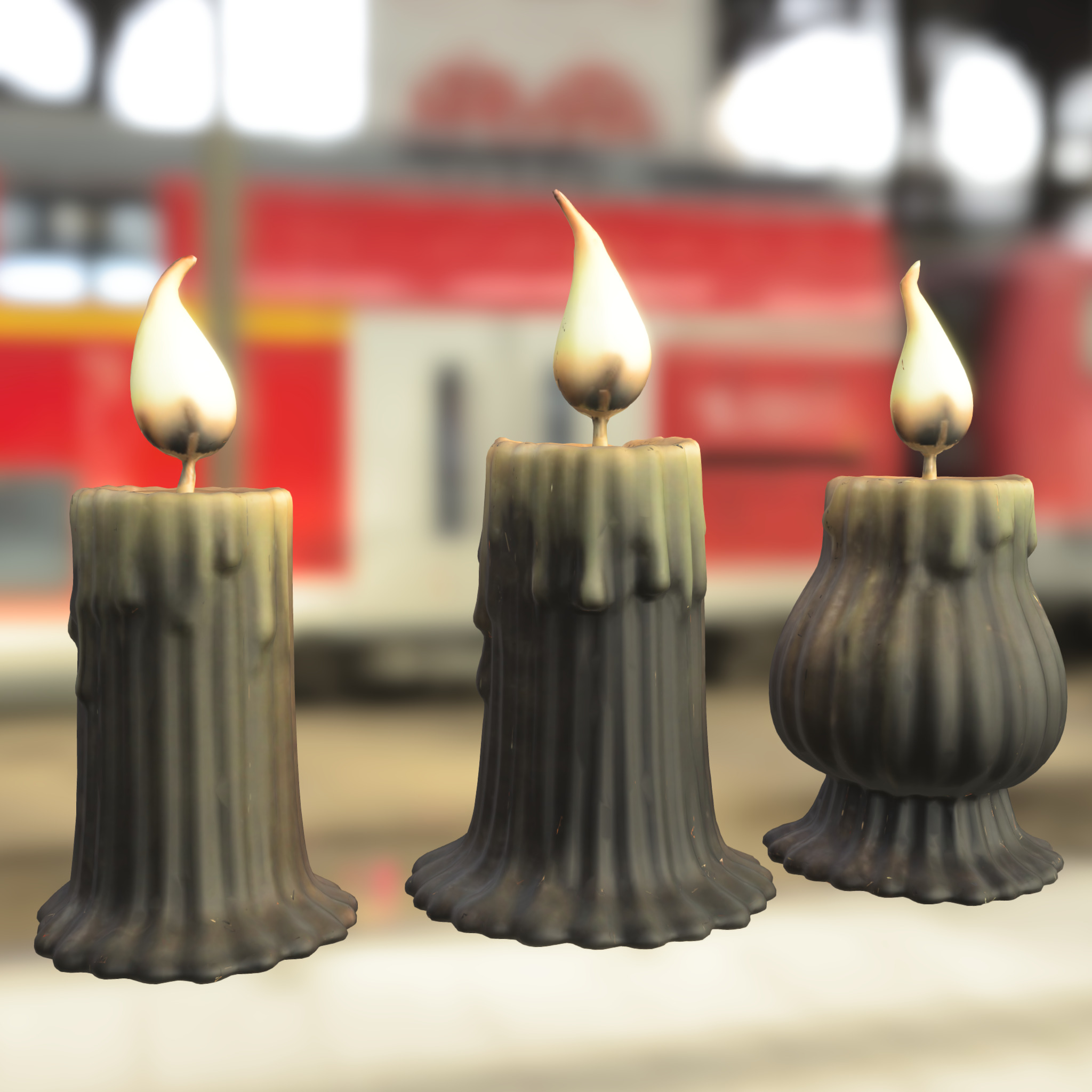 Haunted Halloween Candles Low-poly 3D model_1