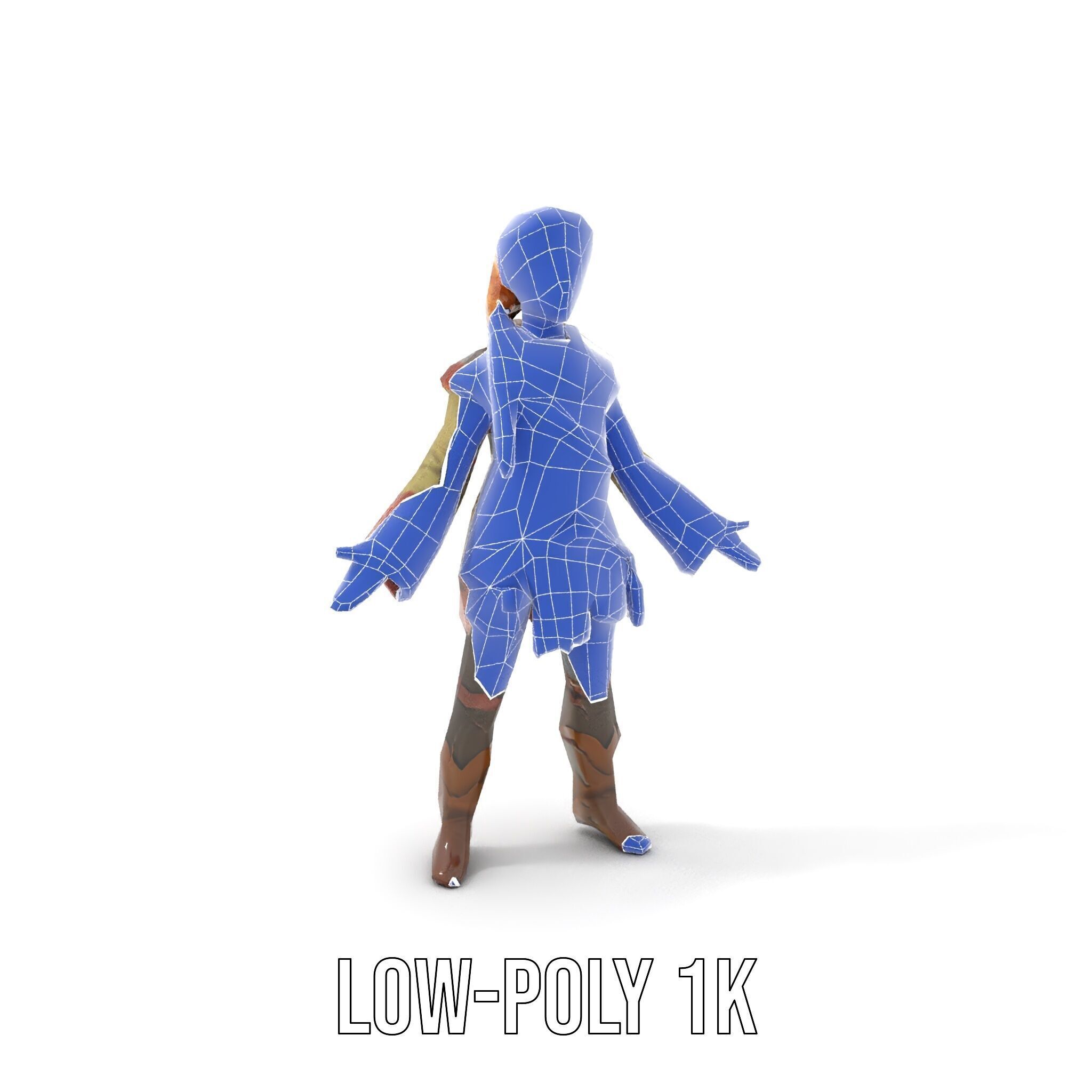 Medieval Adventurer Female Character Rigged and Animated Low-poly 3D model_8