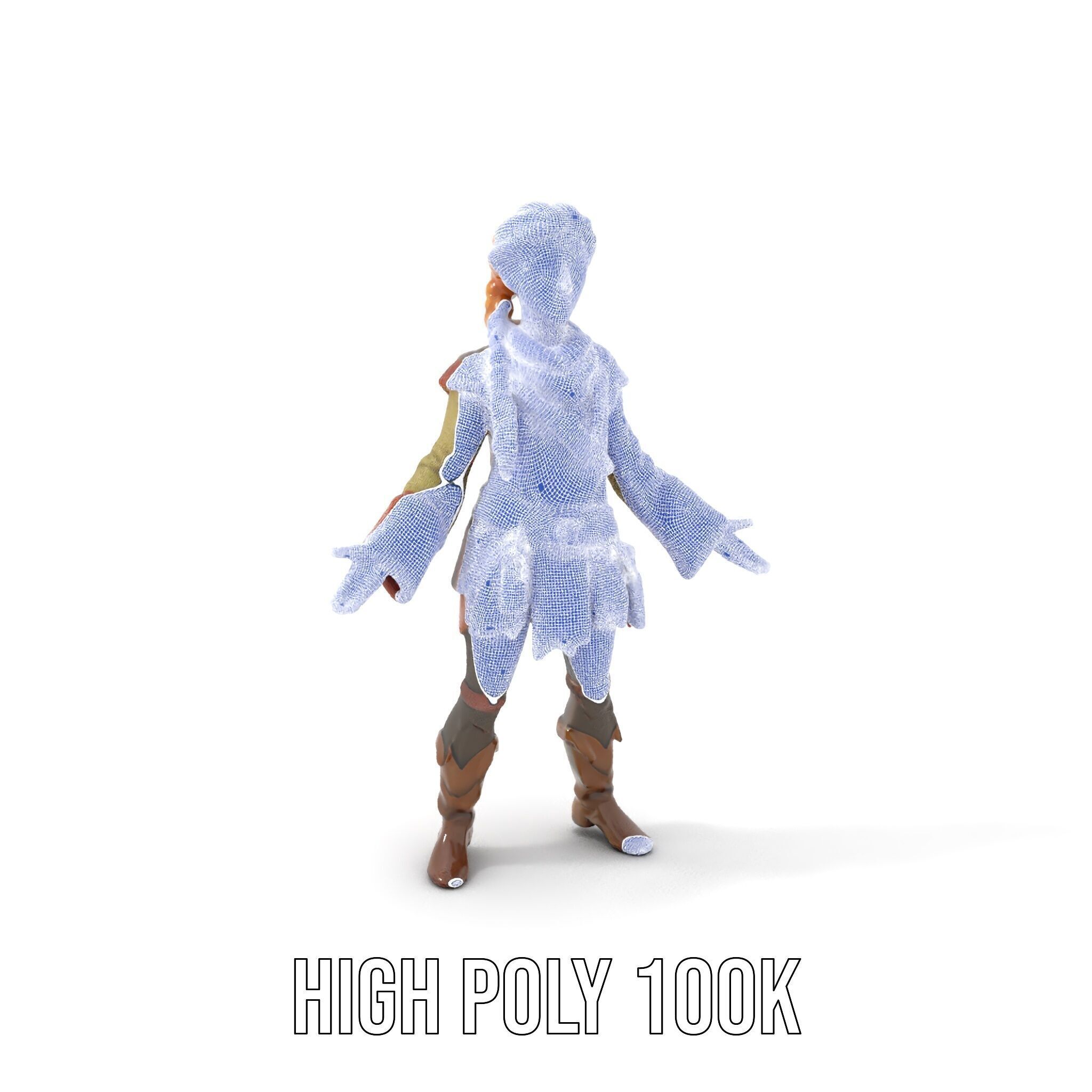 Medieval Adventurer Female Character Rigged and Animated Low-poly 3D model_4