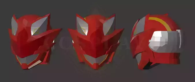 Isekai Kizuna Red Helm Pepakura Foam Unfold