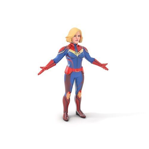 Blonde Female Superhero Character Model Rigged and Animated Low-poly 3D model