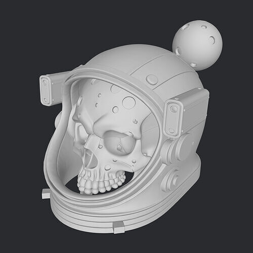 skull spaceman and planet 3D print model
