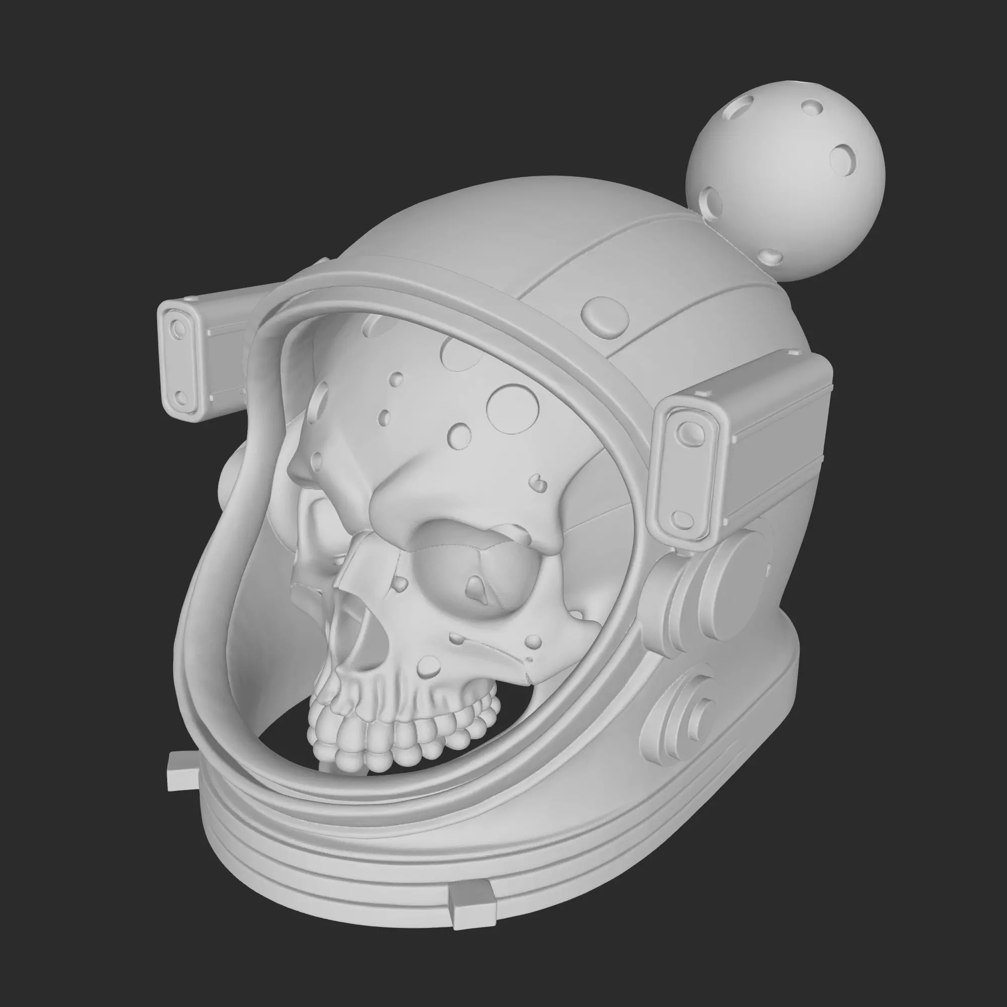 skull spaceman and planet 3D print model