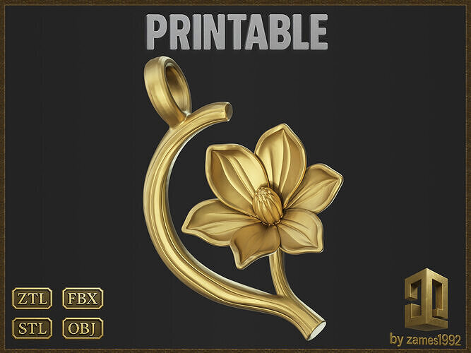 Ornamental Botanical Flower Pendant 3D print model