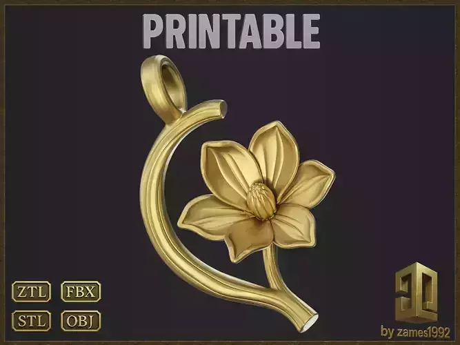 Ornamental Botanical Flower Pendant