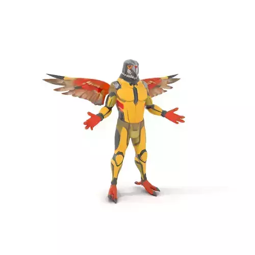 Falcon Warrior Rigged and Animated D Character Model