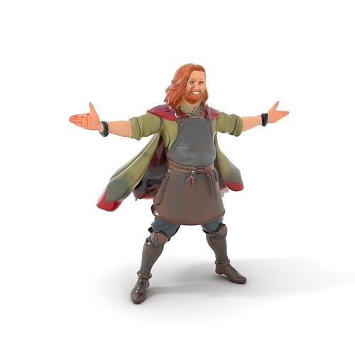 Friendly Medieval Artisan Rigged and Animated D Character Model Low-poly 3D model