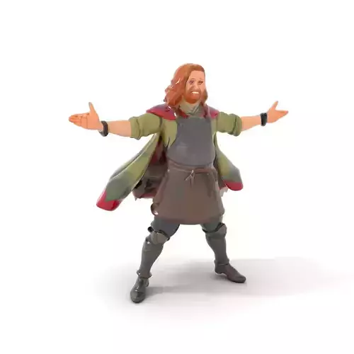 Friendly Medieval Artisan Rigged and Animated D Character Model Low-poly 3D model