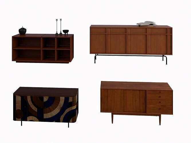 Wooden Furniture Set 3D model