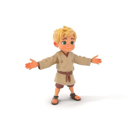 Young Adventurer Rigged and Animated D Character Model Low-poly 3D model