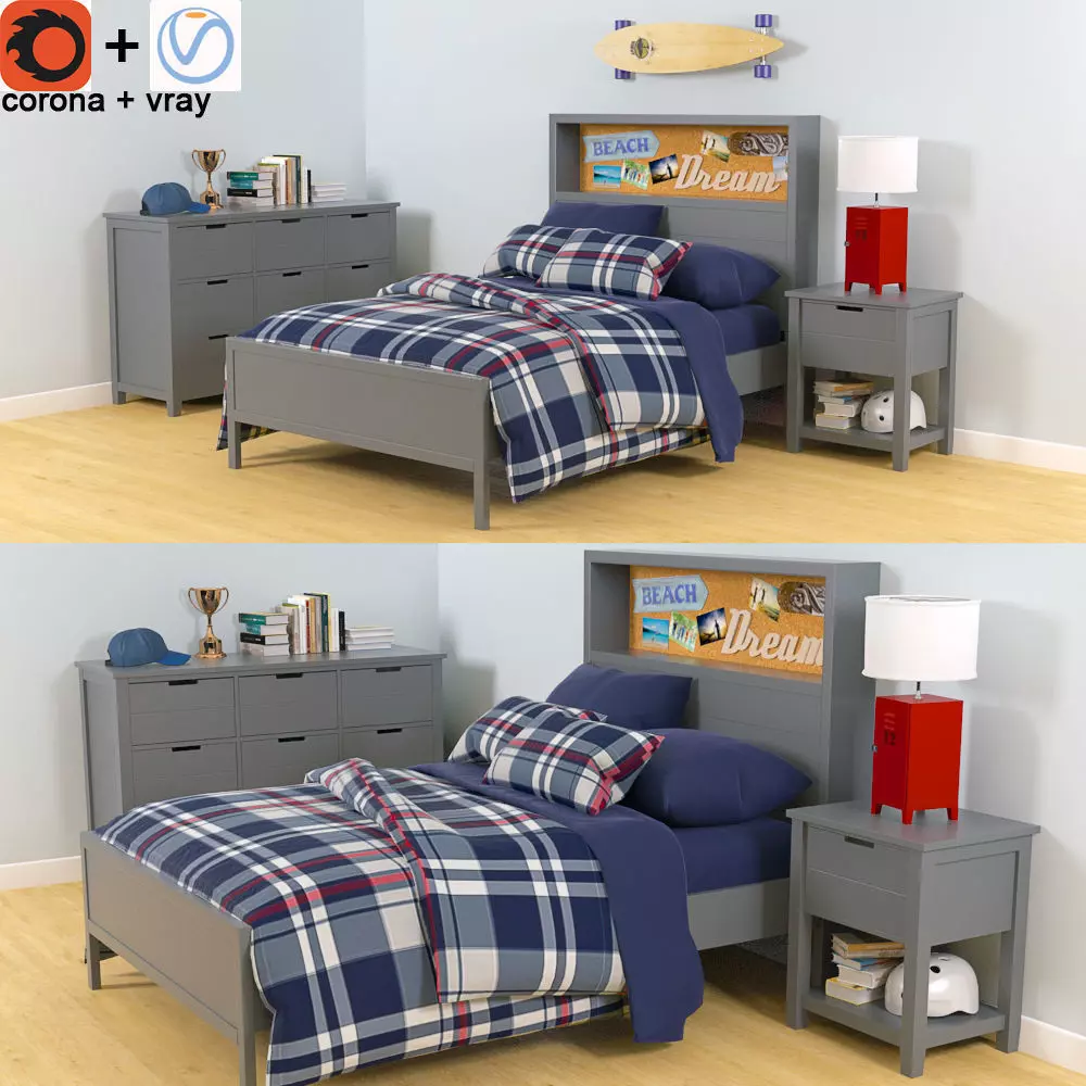 Boys Bedroom Furniture Set 3D model_0