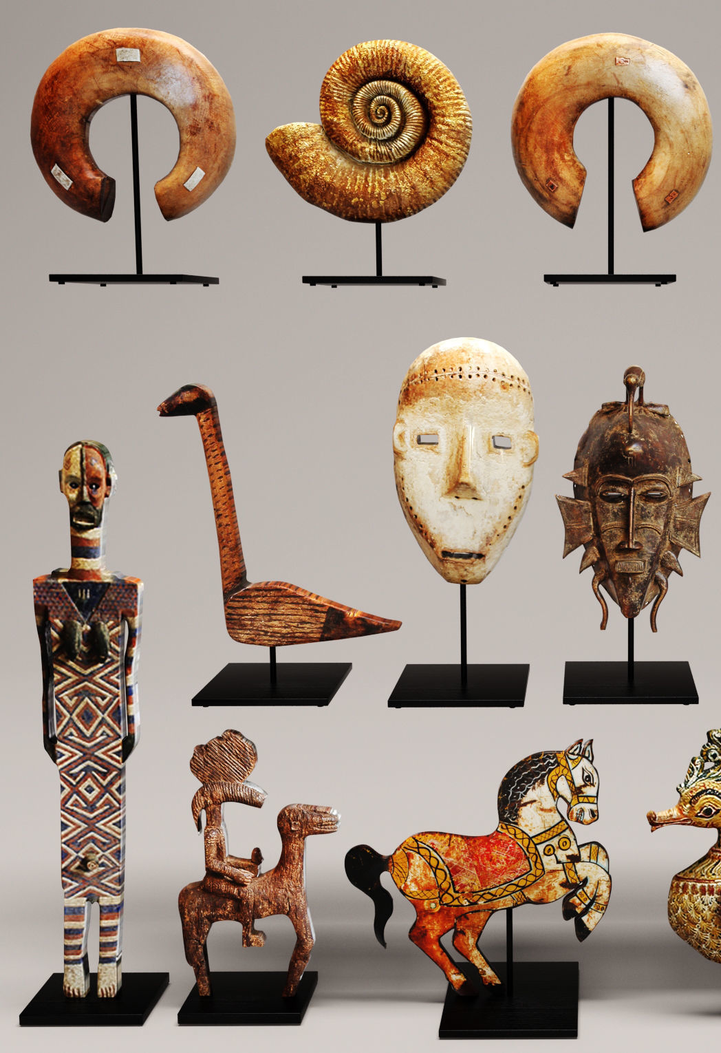 Figurines collection statues set 3D model_5