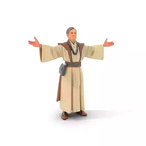 Wise Monk Character Model Rigged and Animated Low-poly 3D model