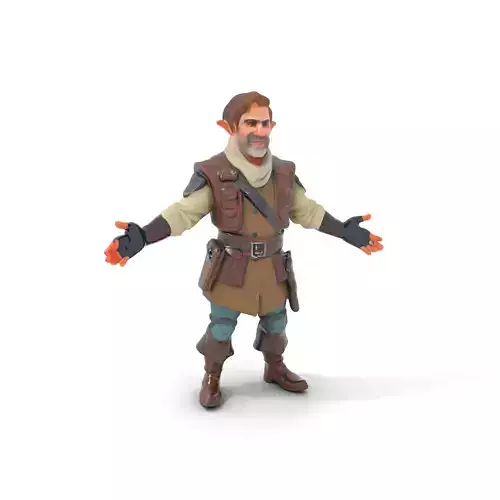 Elf Adventurer with Leather Armor Rigged and Animated