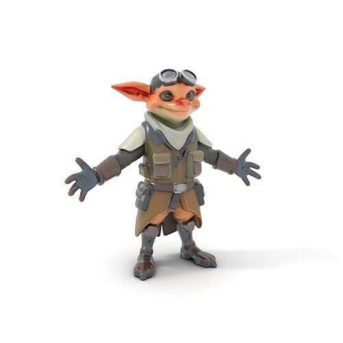 Adventurous Goblin Explorer Rigged and Animated Low-poly 3D model