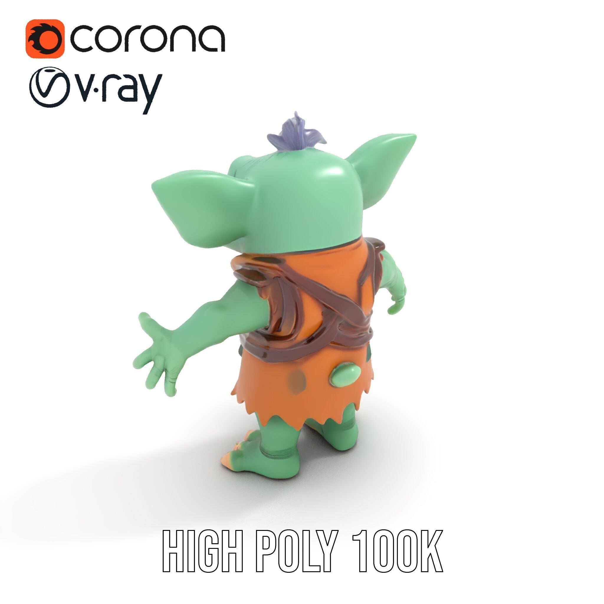 Goblin Character Model  Rigged and Animated for Game Design Low-poly 3D model_21