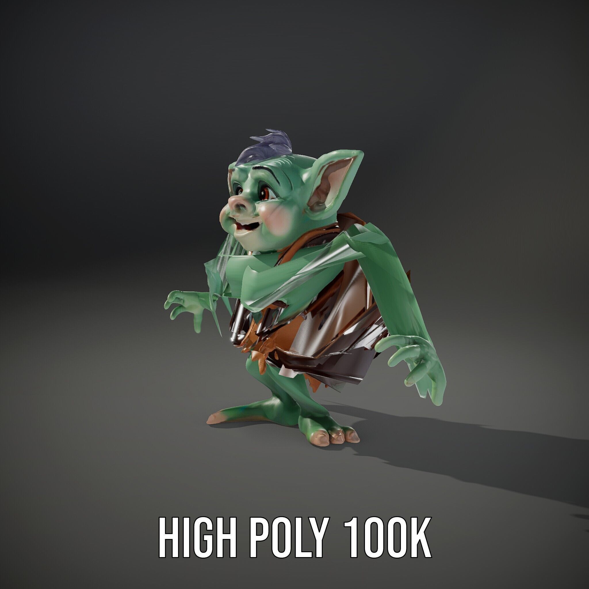Goblin Character Model  Rigged and Animated for Game Design Low-poly 3D model_9