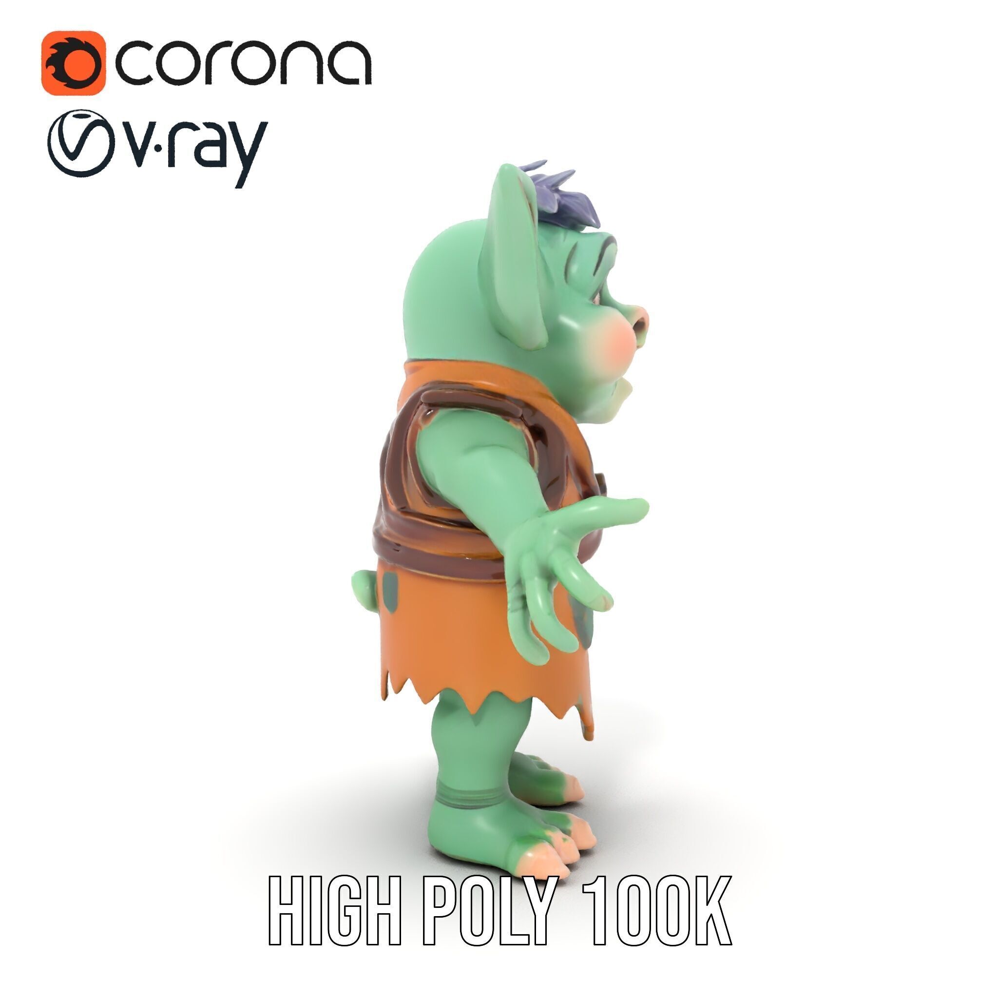 Goblin Character Model  Rigged and Animated for Game Design Low-poly 3D model_24