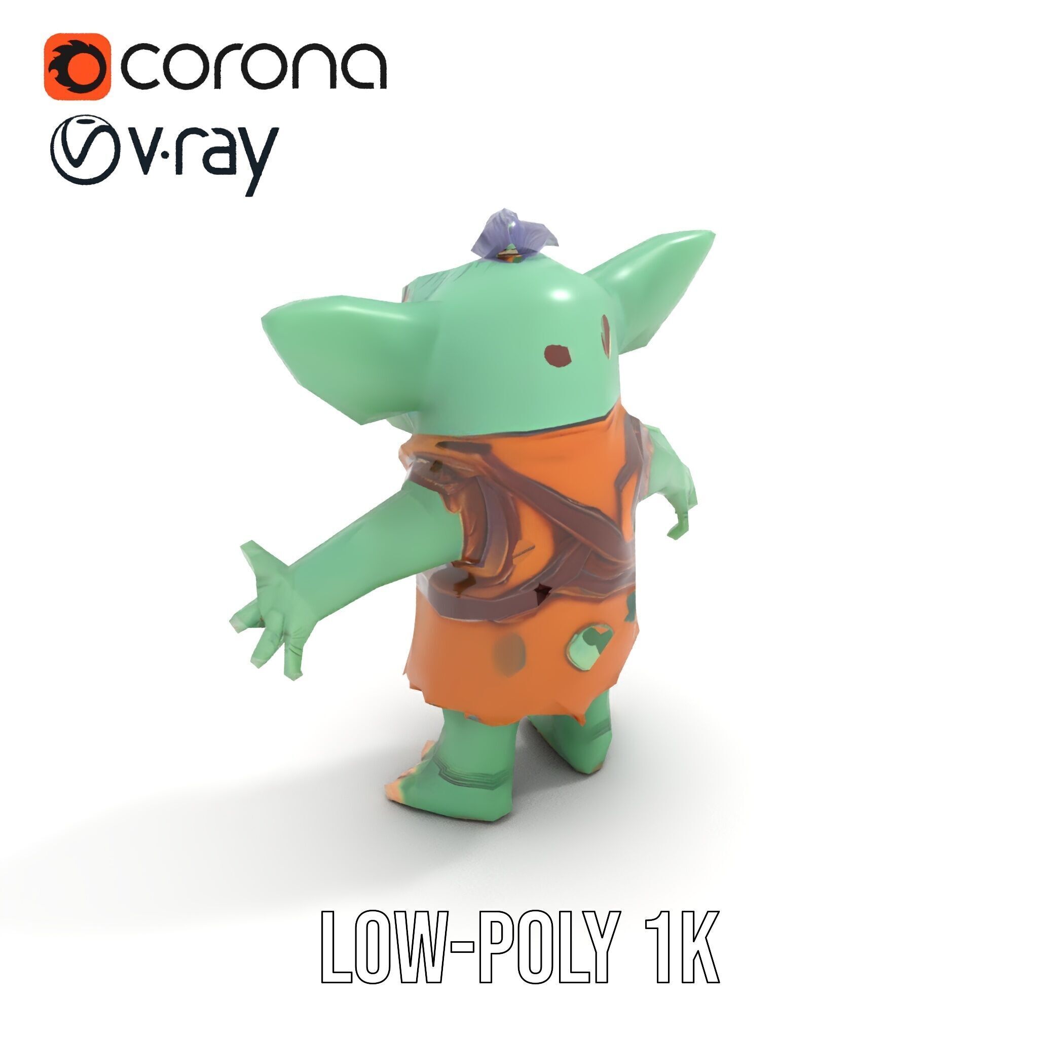 Goblin Character Model  Rigged and Animated for Game Design Low-poly 3D model_8
