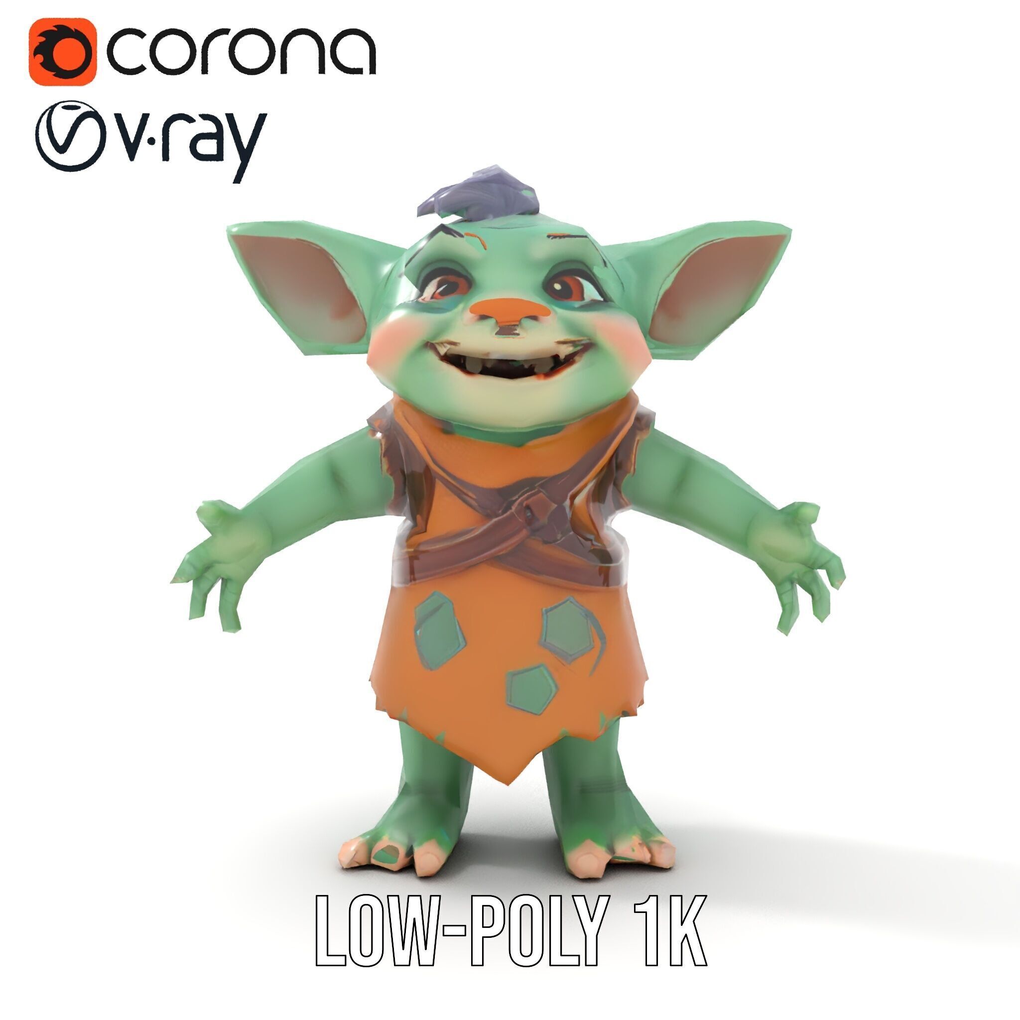 Goblin Character Model  Rigged and Animated for Game Design Low-poly 3D model_15