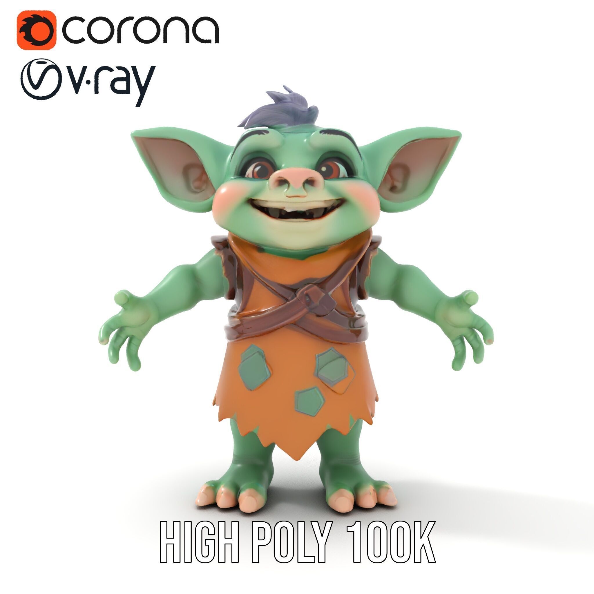 Goblin Character Model  Rigged and Animated for Game Design Low-poly 3D model_27