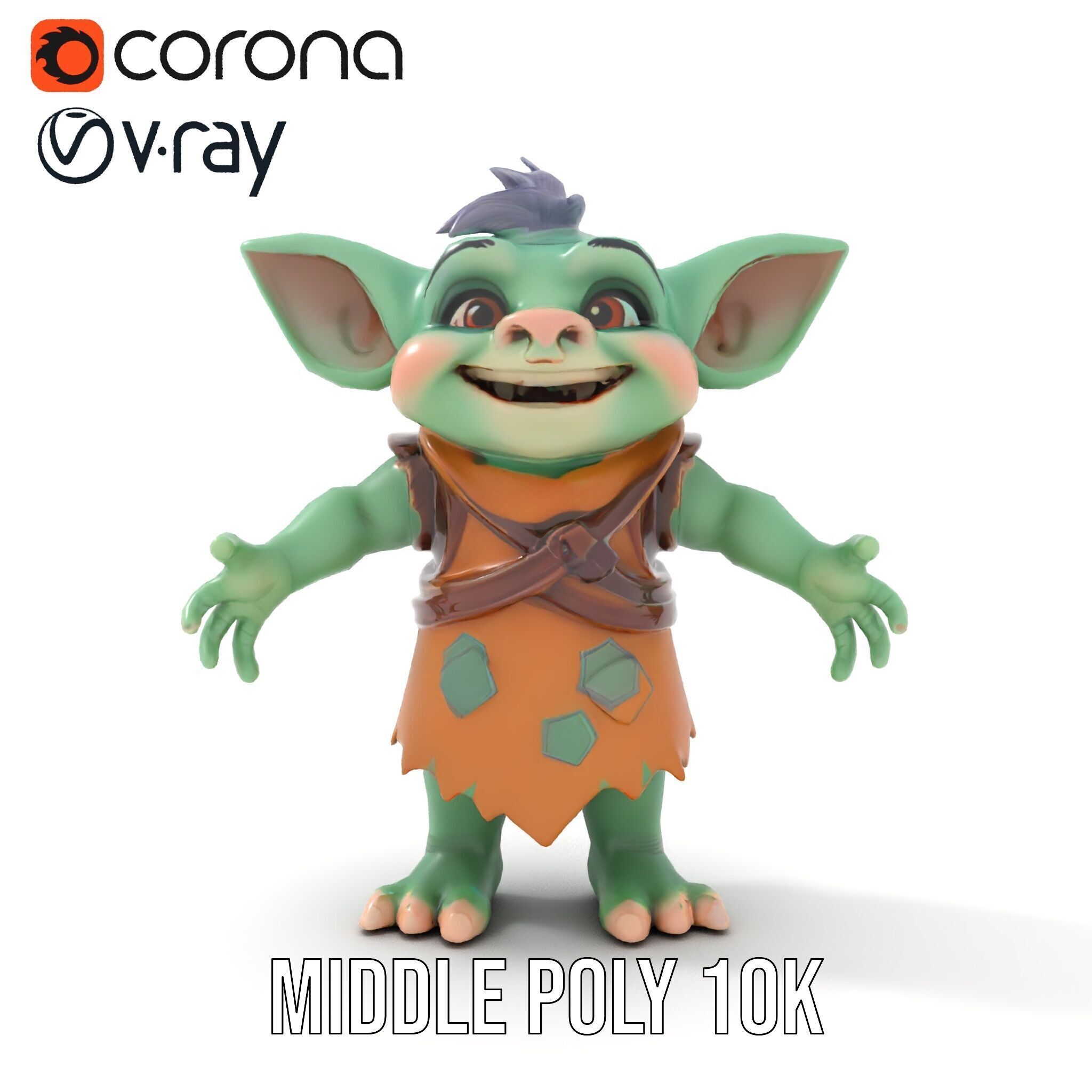 Goblin Character Model  Rigged and Animated for Game Design Low-poly 3D model_17