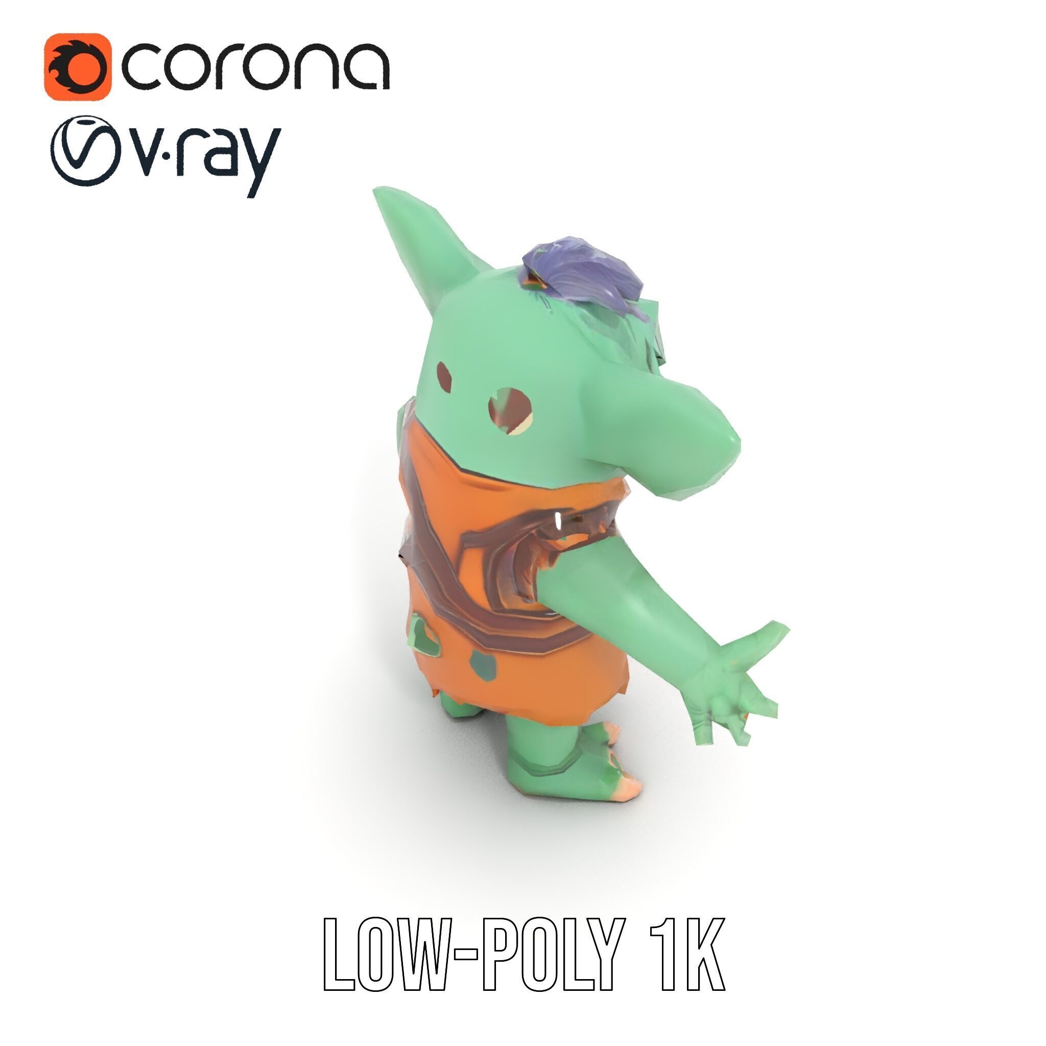 Goblin Character Model  Rigged and Animated for Game Design Low-poly 3D model_13