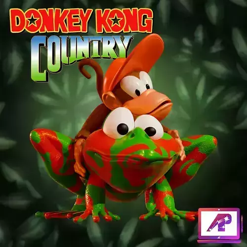Diddy Kong and Winky from Donkey Kong Country with vertex colors
