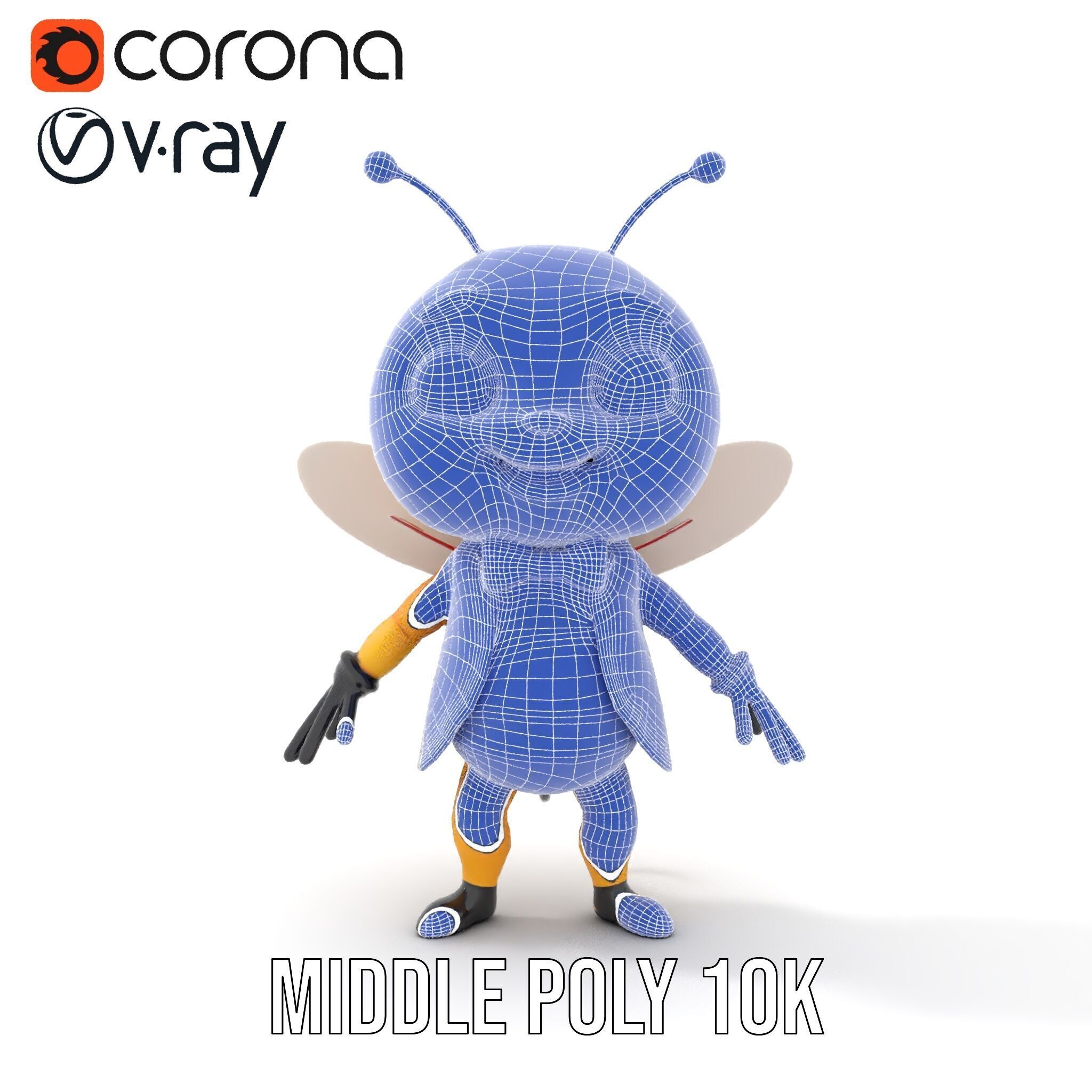 Adorable Bee Character Model Rigged and Animated Low-poly 3D model_30