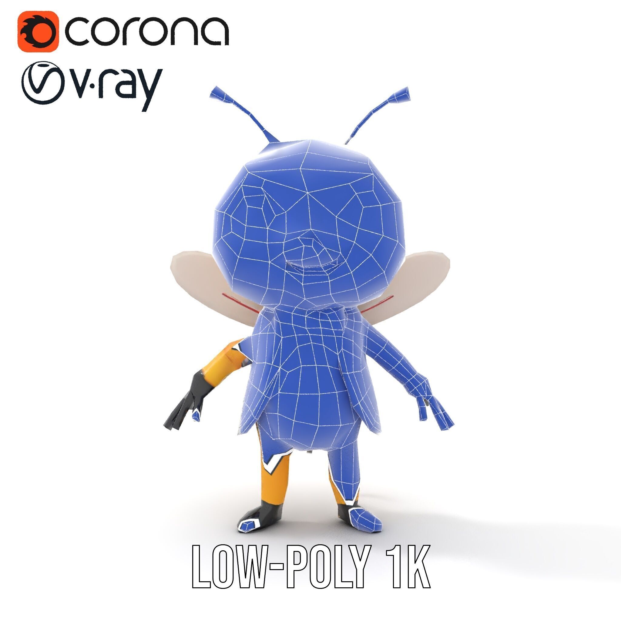 Adorable Bee Character Model Rigged and Animated Low-poly 3D model_28