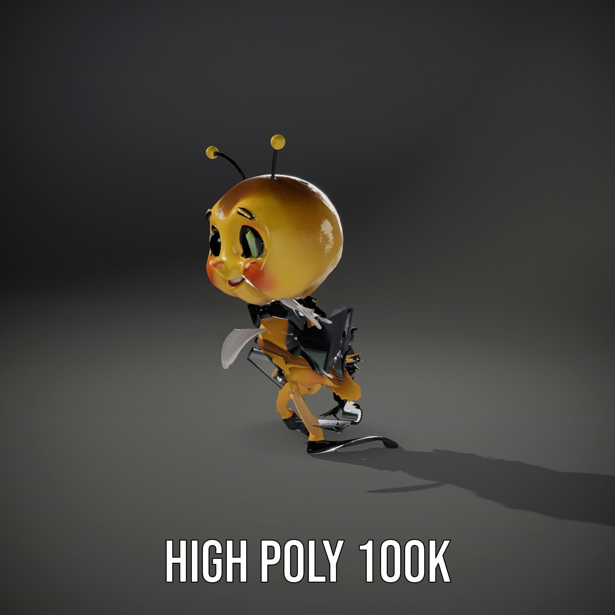Adorable Bee Character Model Rigged and Animated Low-poly 3D model_15
