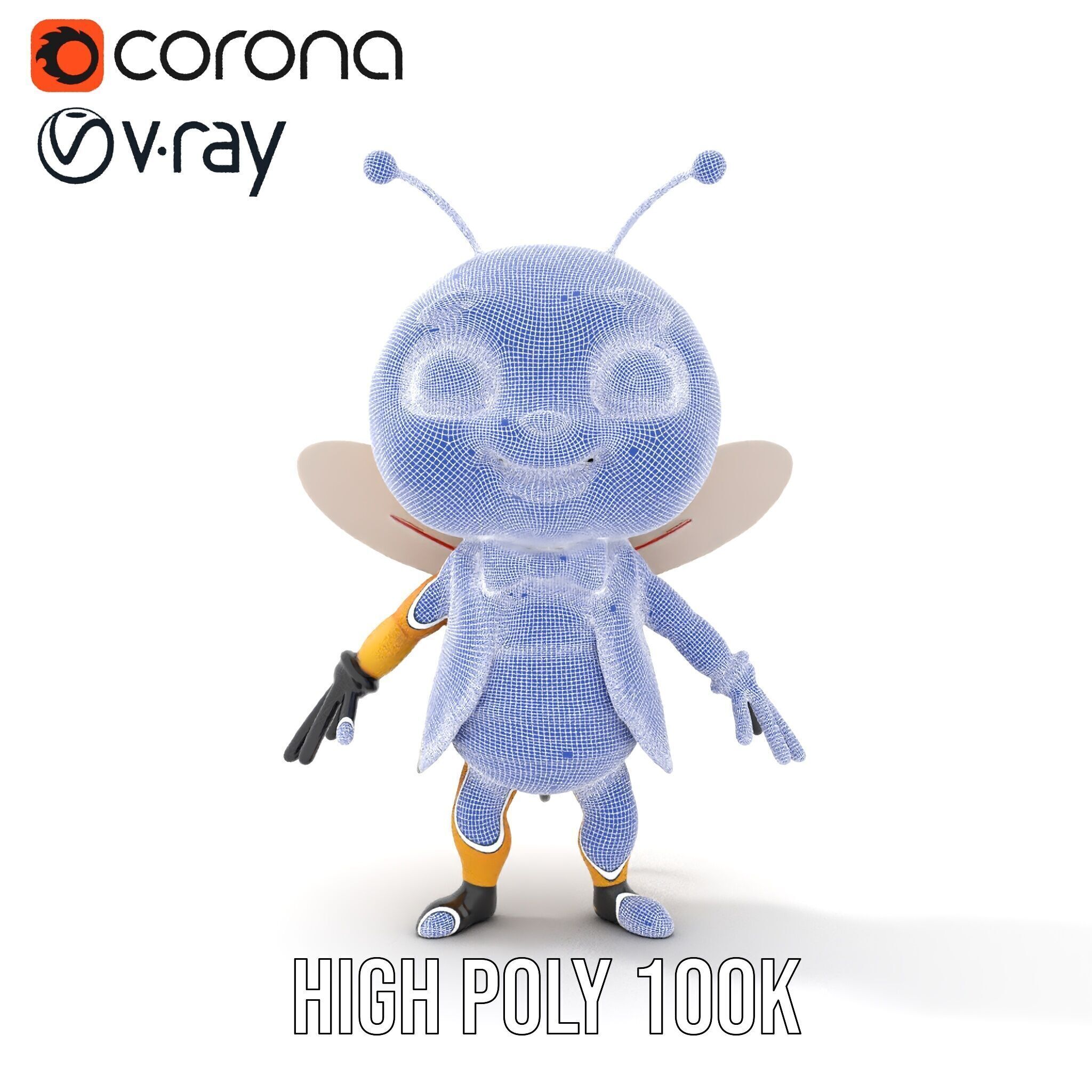 Adorable Bee Character Model Rigged and Animated Low-poly 3D model_29