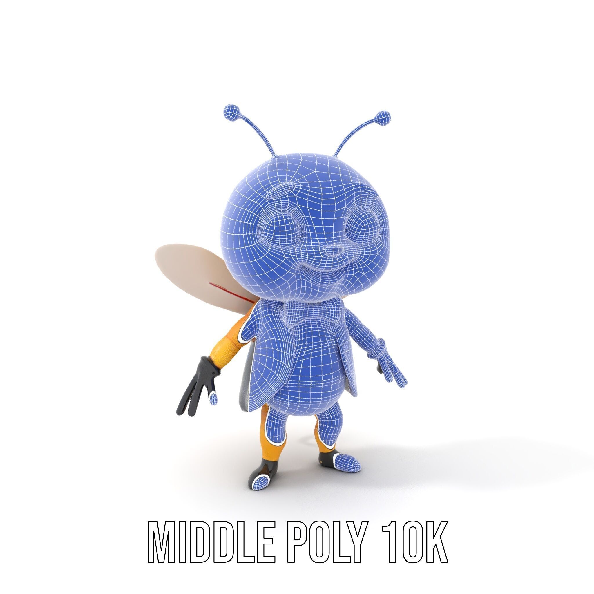 Adorable Bee Character Model Rigged and Animated Low-poly 3D model_16