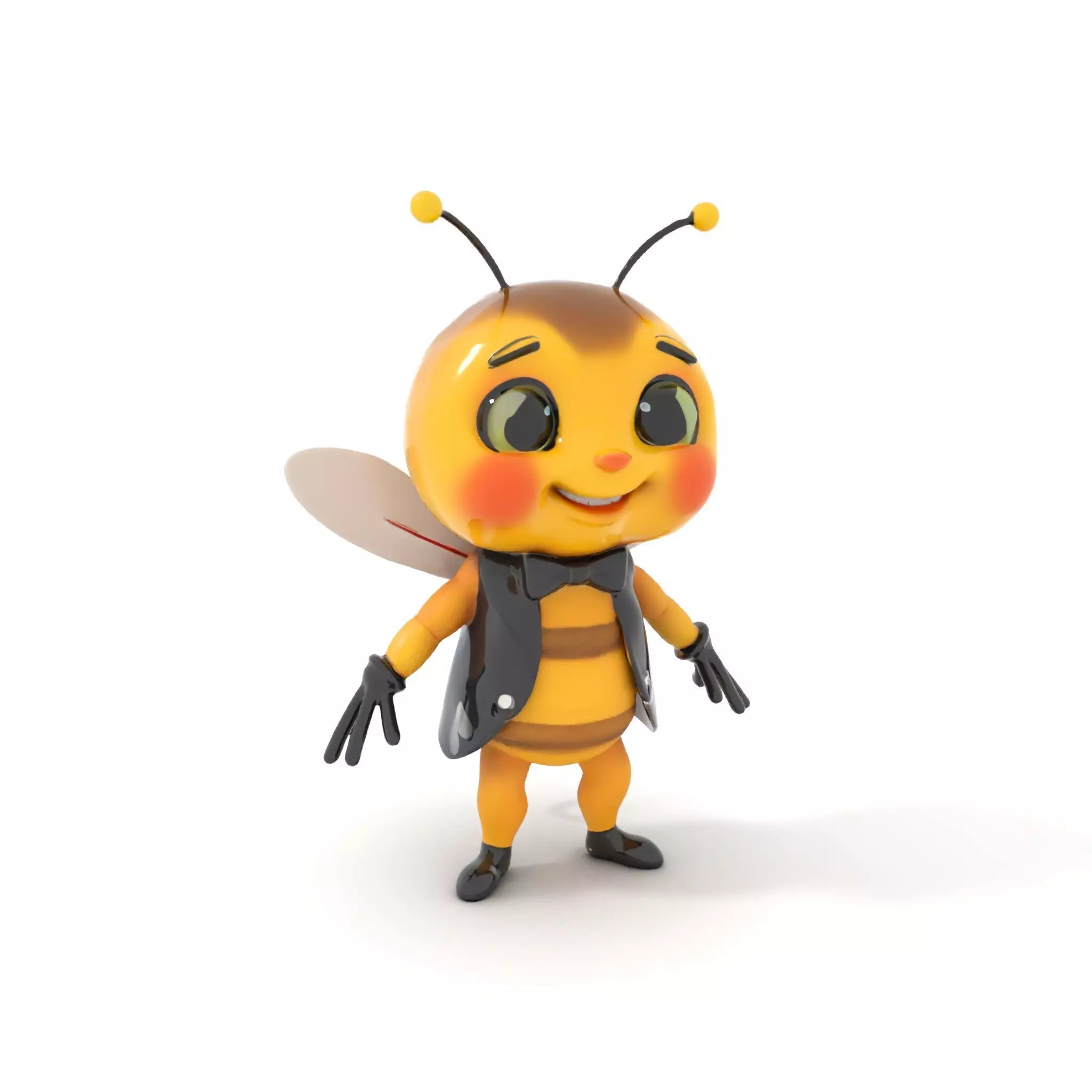 Adorable Bee Character Model Rigged and Animated Low-poly 3D model_0