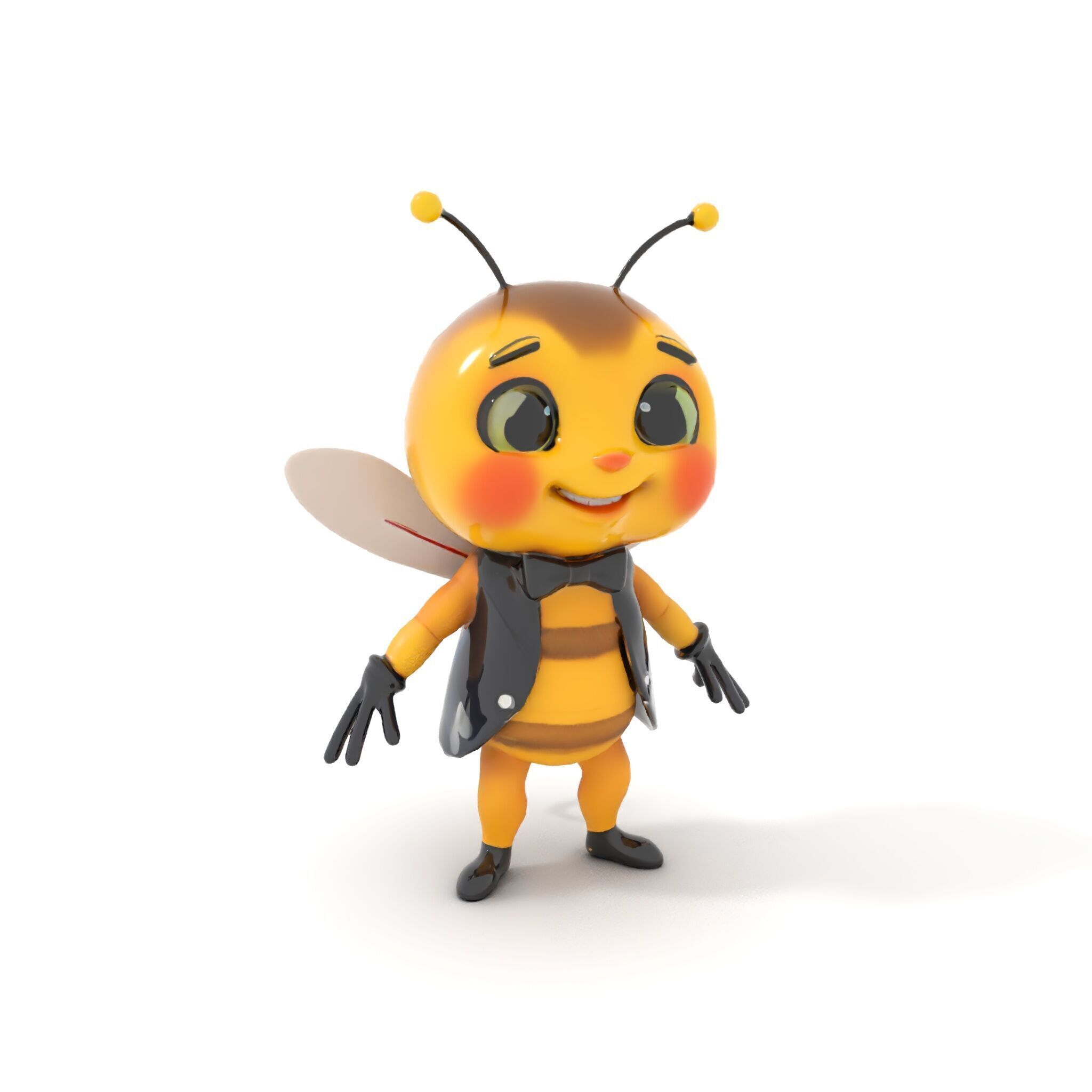 Adorable Bee Character Model Rigged and Animated Low-poly 3D model_24