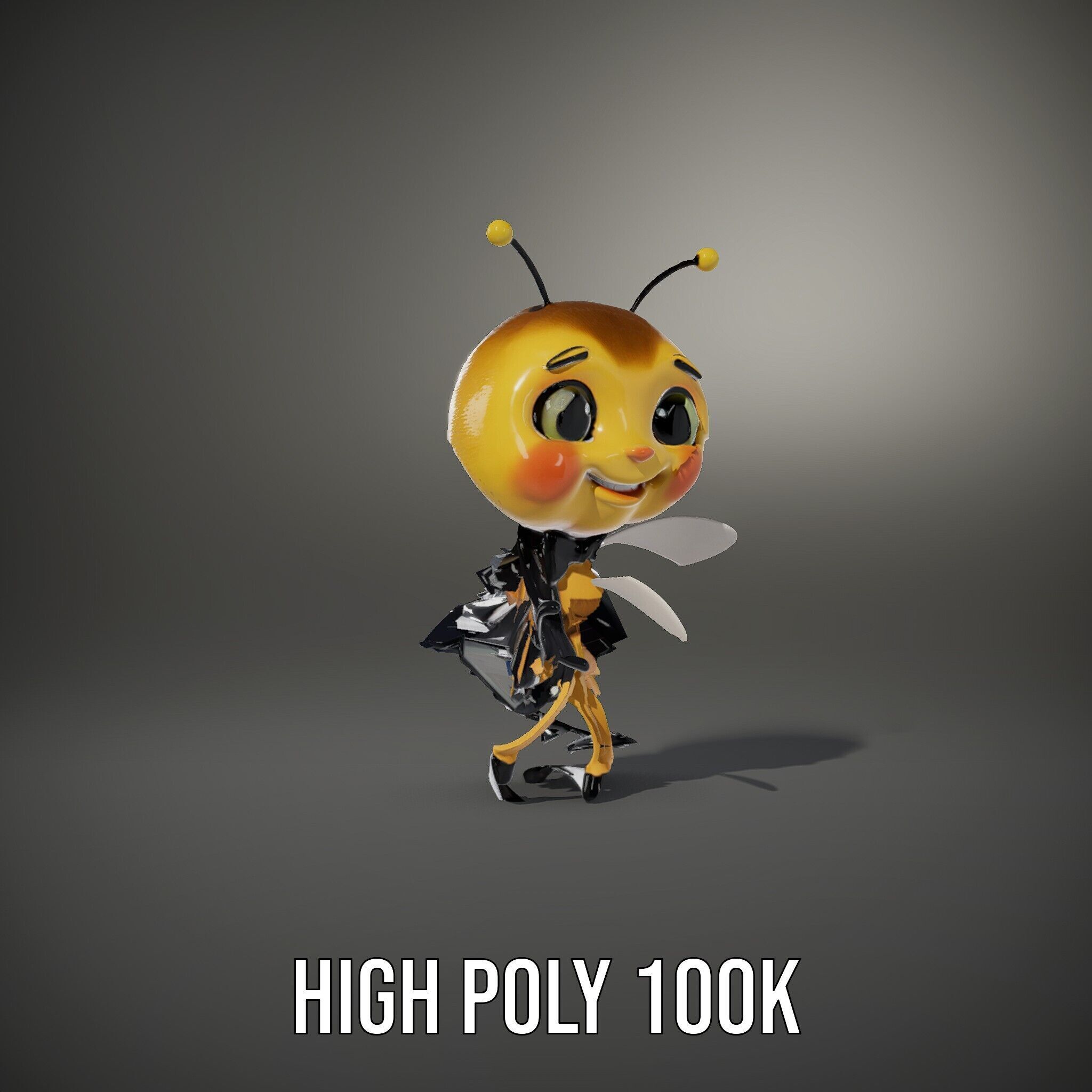 Adorable Bee Character Model Rigged and Animated Low-poly 3D model_18