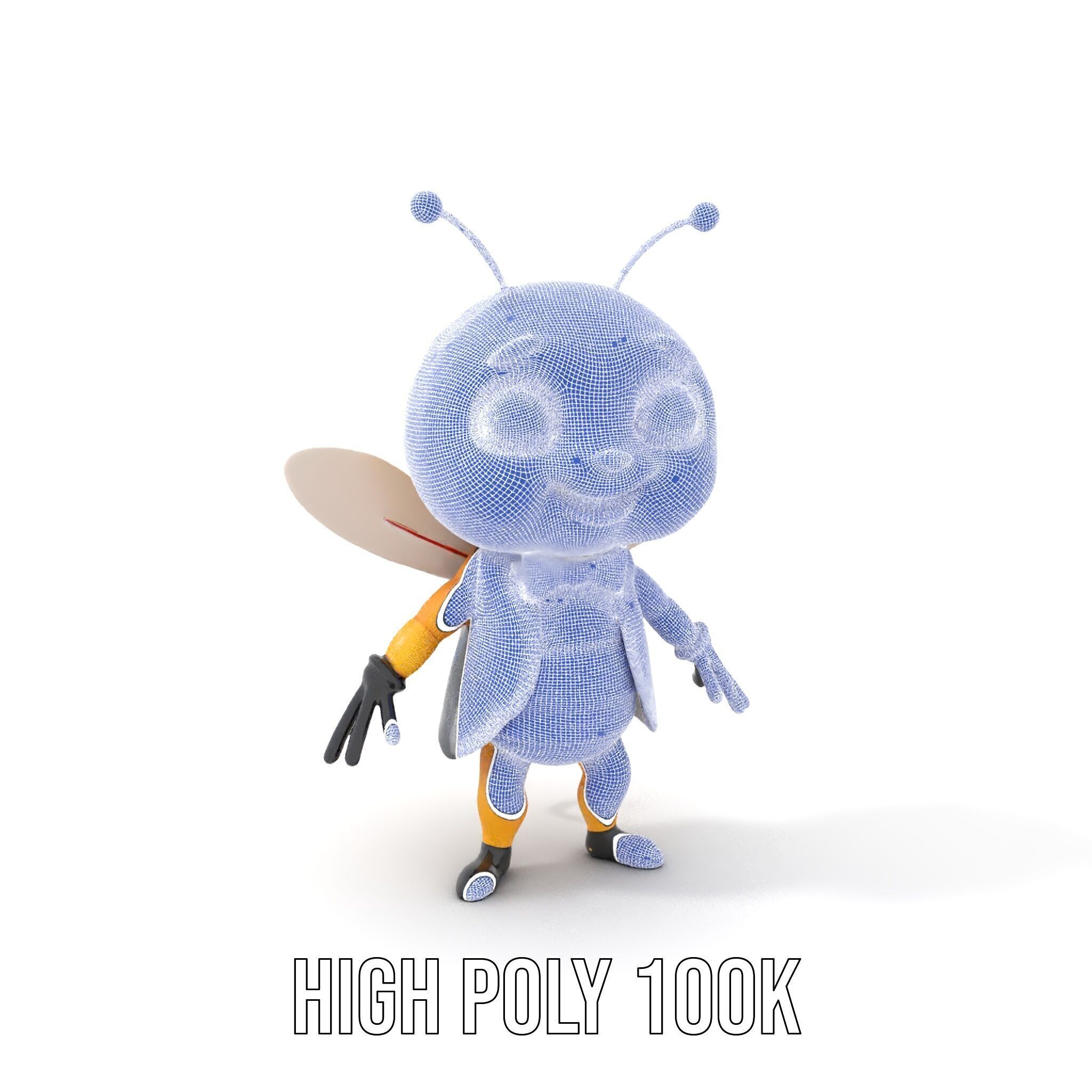Adorable Bee Character Model Rigged and Animated Low-poly 3D model_4
