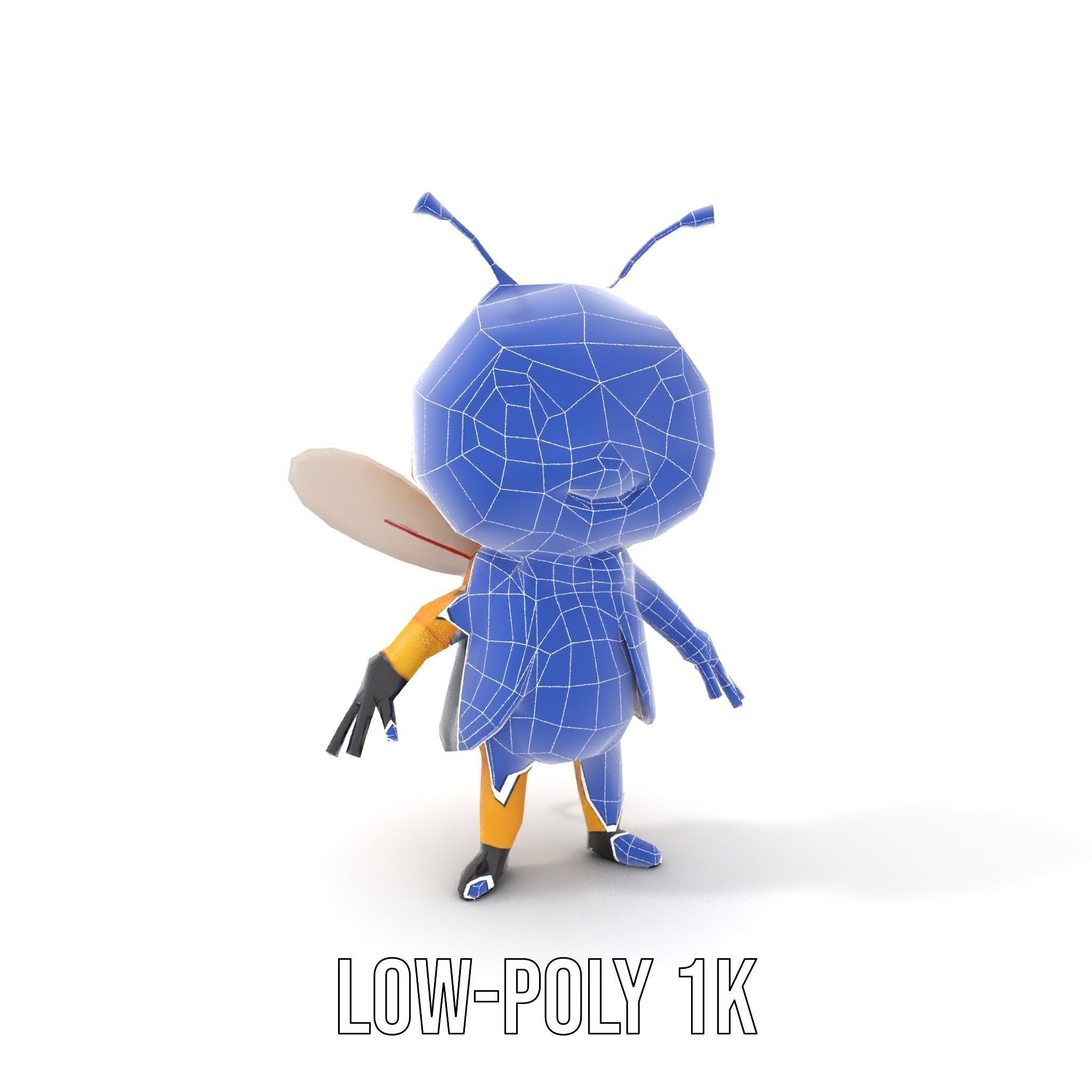 Adorable Bee Character Model Rigged and Animated Low-poly 3D model_17