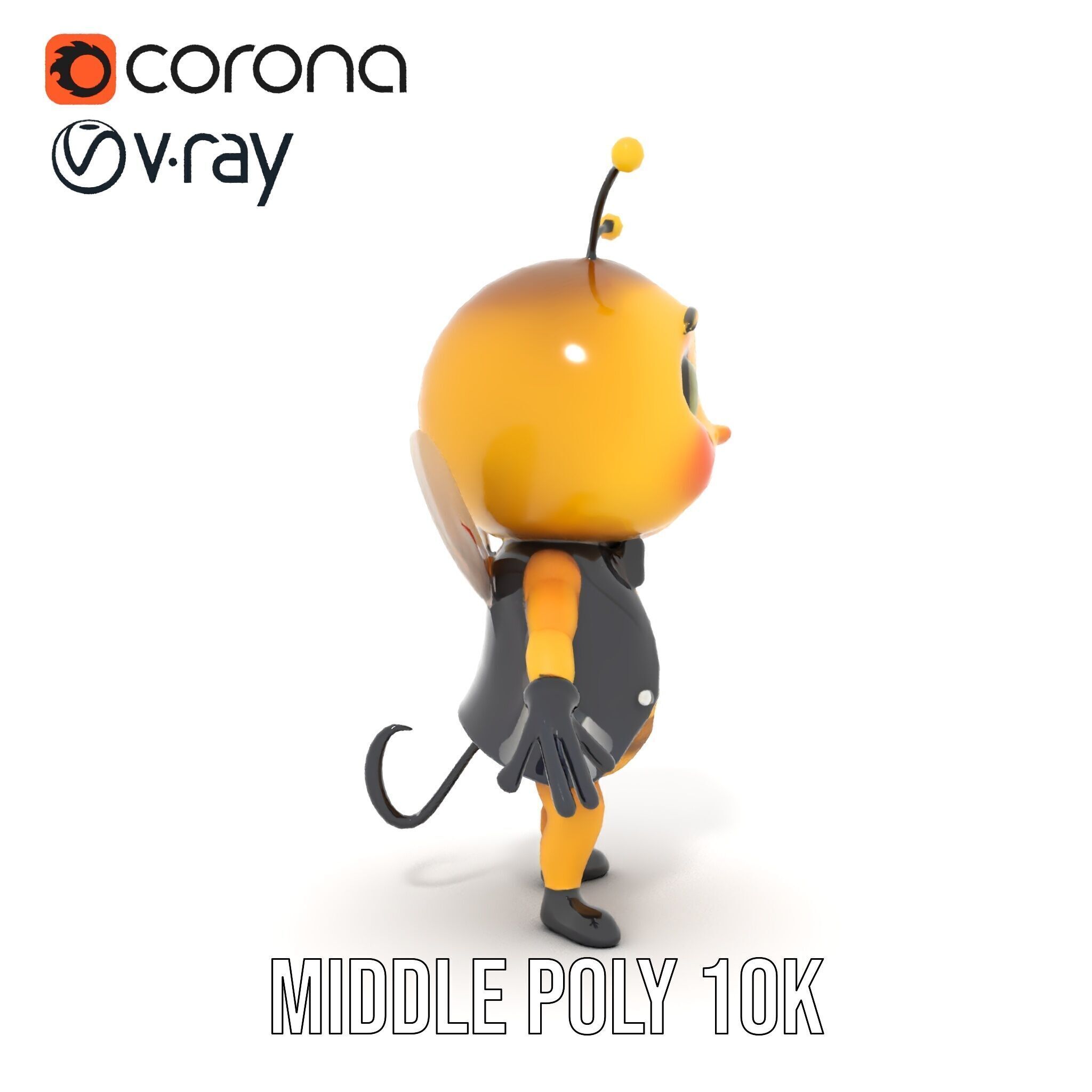 Adorable Bee Character Model Rigged and Animated Low-poly 3D model_22