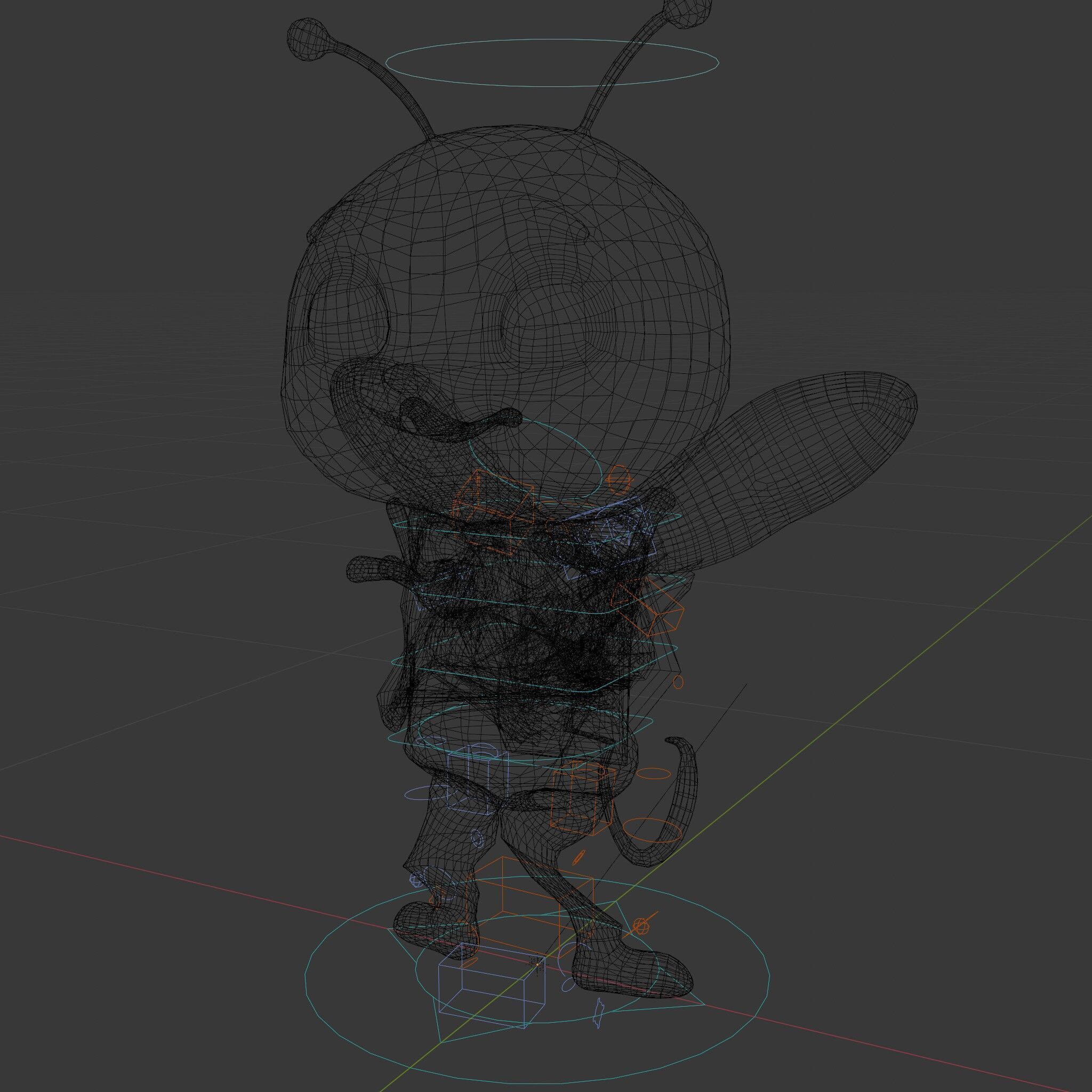 Adorable Bee Character Model Rigged and Animated Low-poly 3D model_5