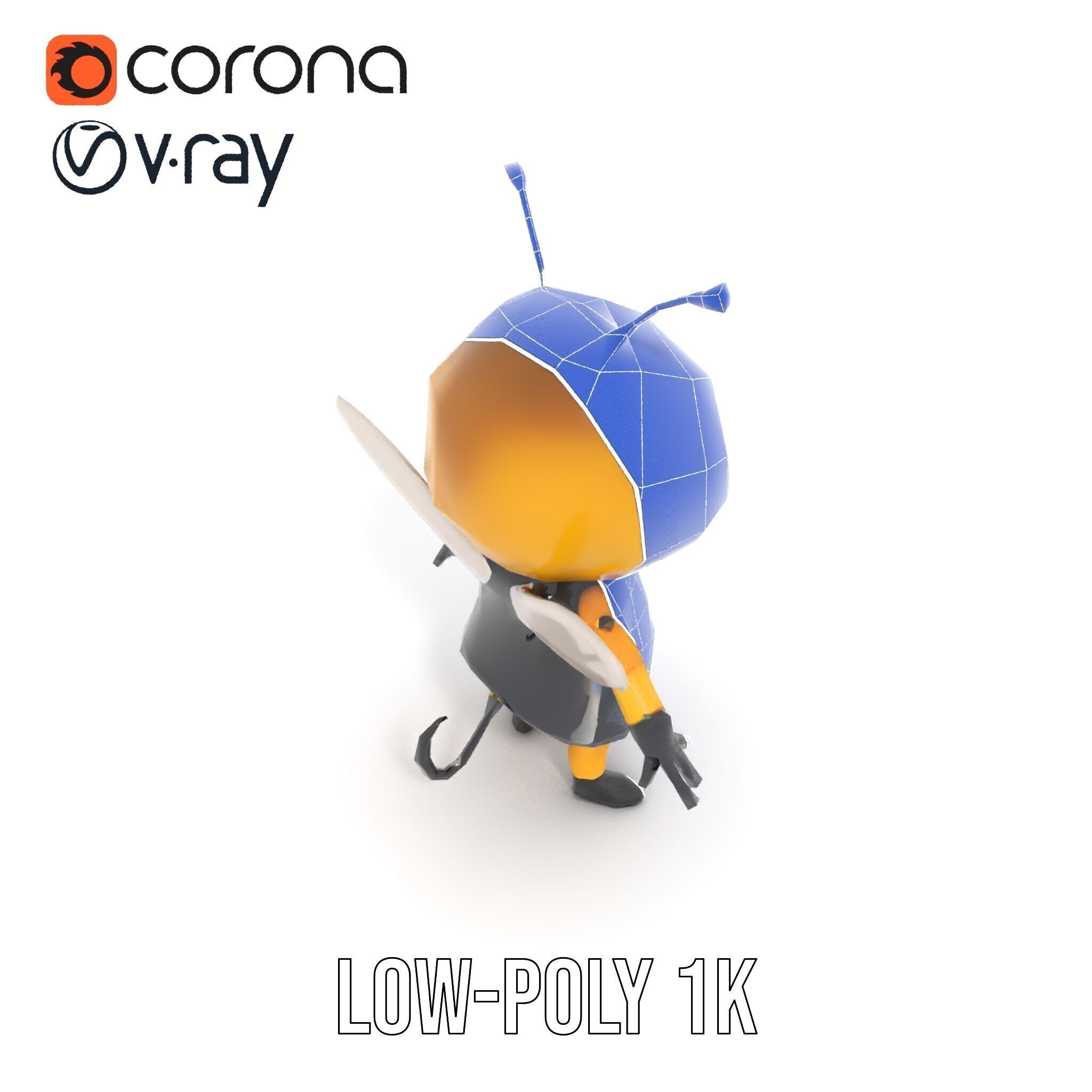 Adorable Bee Character Model Rigged and Animated Low-poly 3D model_31