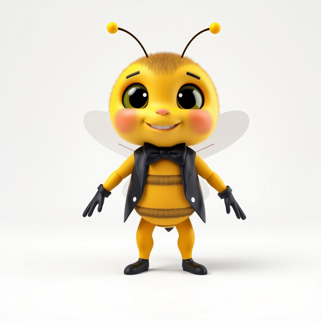 Adorable Bee Character Model Rigged and Animated Low-poly 3D model_2