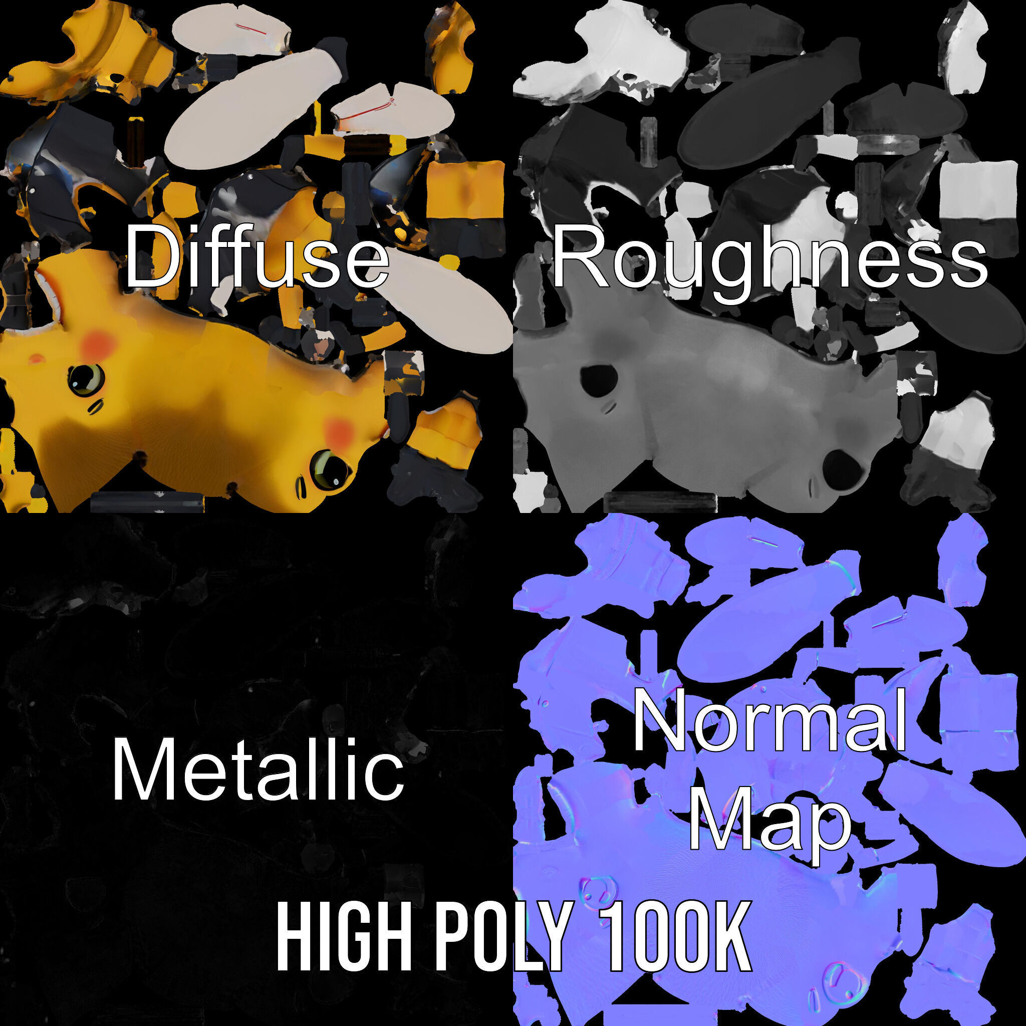 Adorable Bee Character Model Rigged and Animated Low-poly 3D model_3