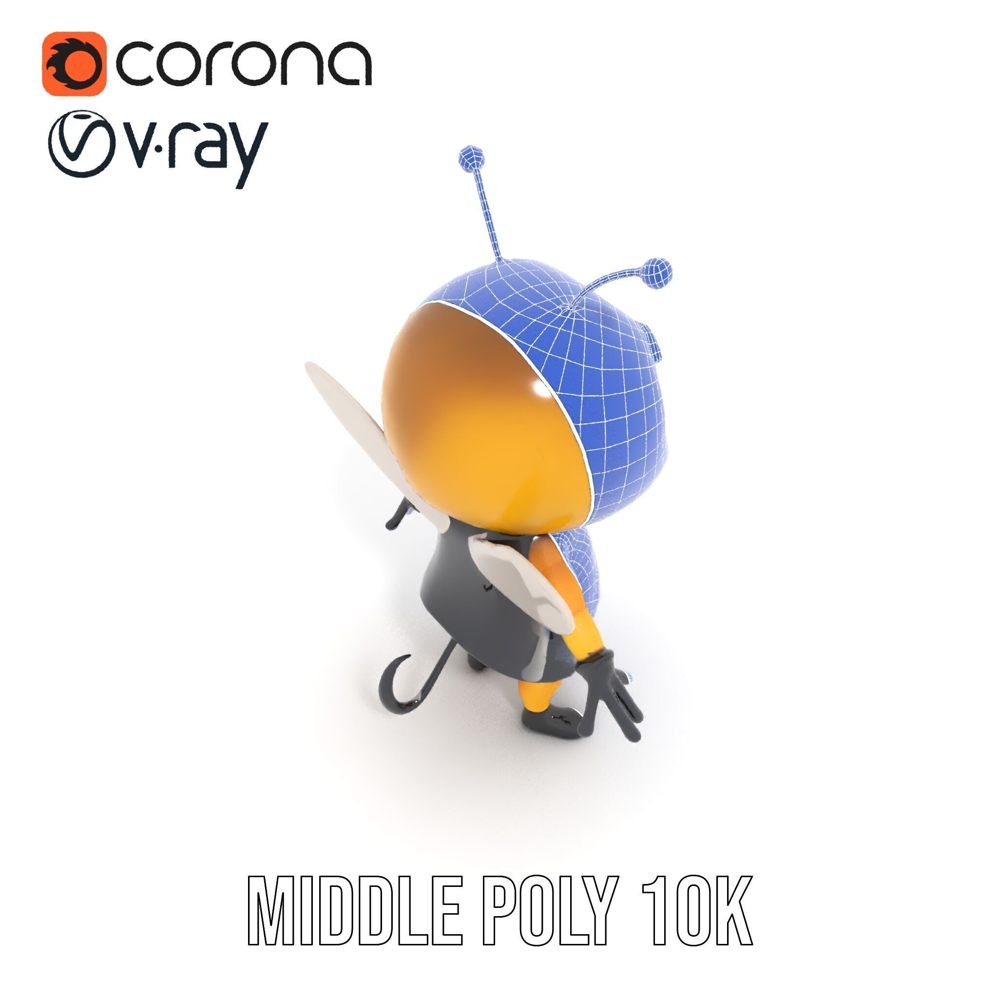 Adorable Bee Character Model Rigged and Animated Low-poly 3D model_33