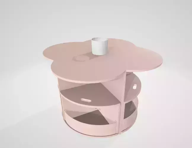 Toddler Table and Chair Set with 4 Storage Stools Low-poly 3D model