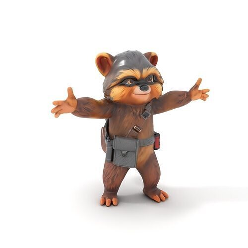 Friendly Furry Explorer with Backpack Rigged and Animated Low-poly 3D model