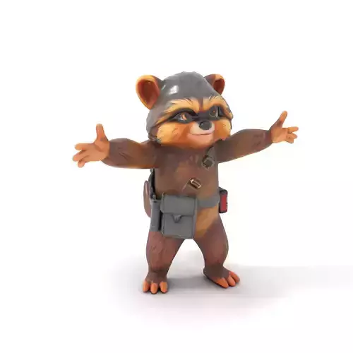 Friendly Furry Explorer with Backpack Rigged and Animated Low-poly 3D model