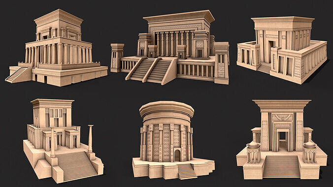 Old Egypt Desert Utility Building Collection Low-poly 3D model